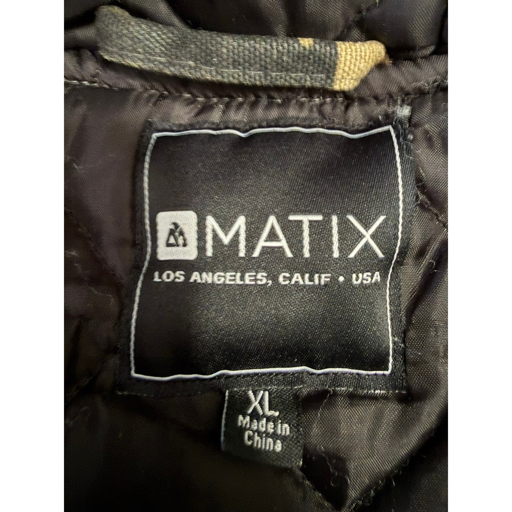 Matix Camo Hooded Vest Mens XL Green Brown Camouflage Quilted Lined Canvas Skate - Picture 3 of 4